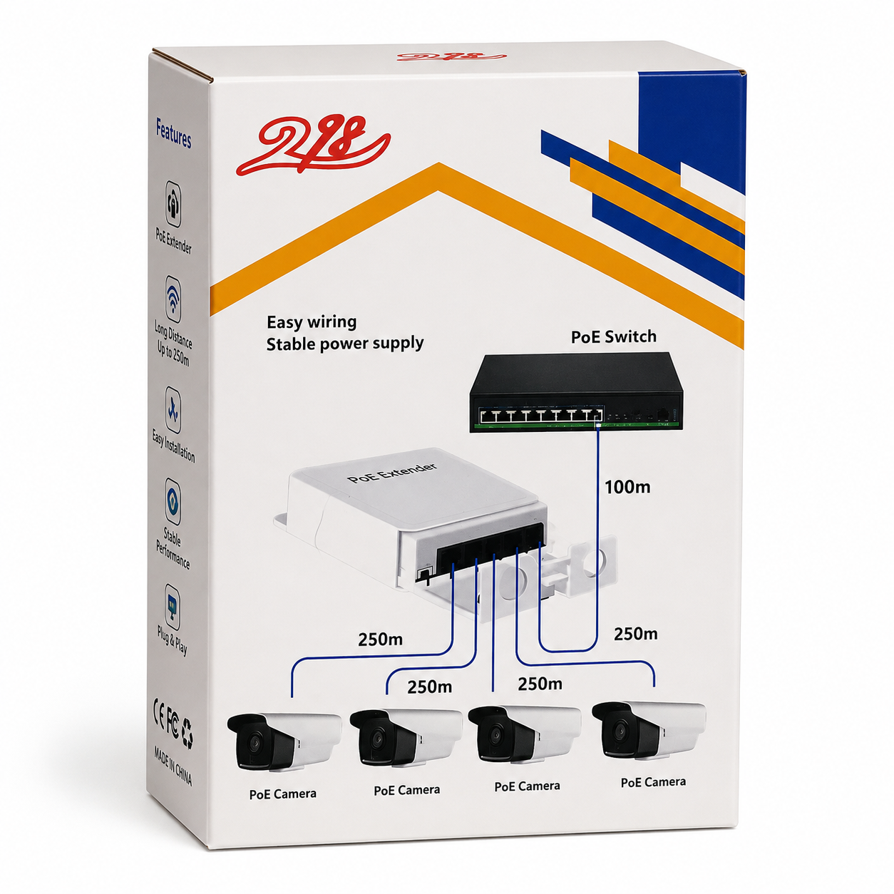 RJ45 LAN POE 1-4 EXTENDER